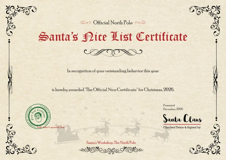 Santa's Nice List Certificate